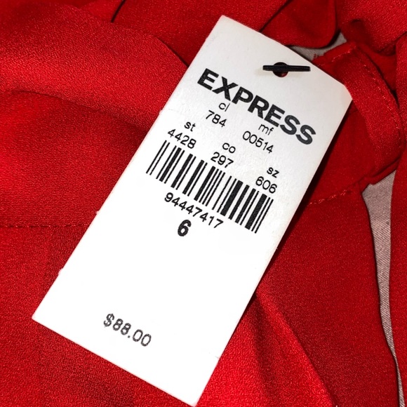 Express red chiffon halter neck dress with bow - Picture 6 of 6